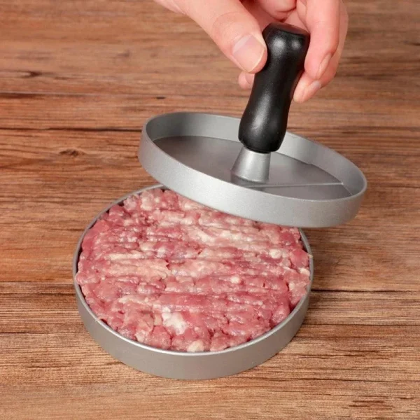 1 set of aluminum alloy round hamburger mold meat press BBQ burger meat press food mold kitchen gadgets