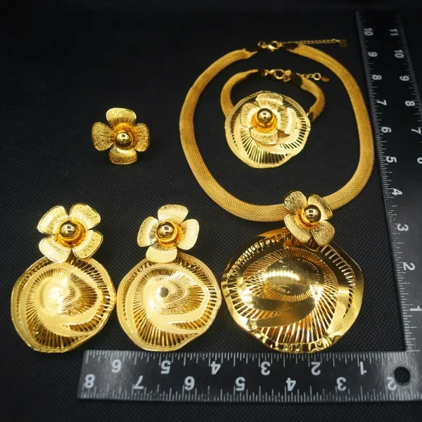Zhuerrui Italian Gold Plated Jewelry Set 18k Round Earring Sets for Women Jewelry Bridal Set Jewellery Wedding NH00192
