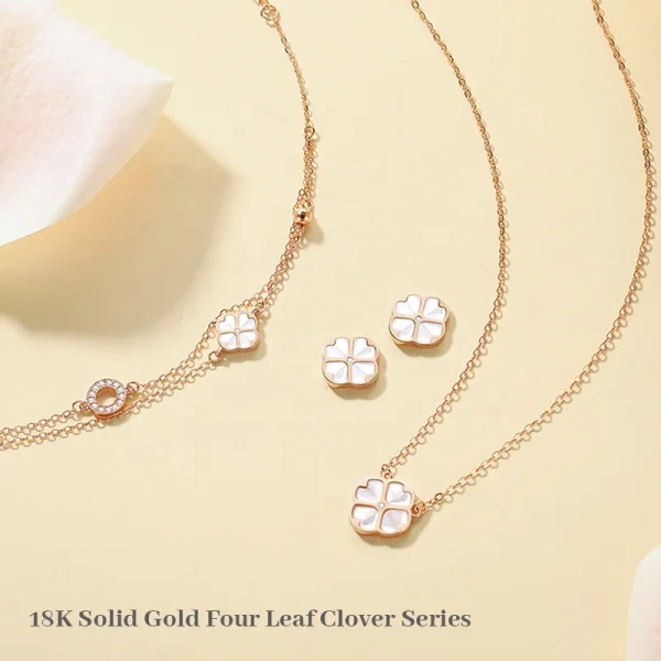 VANA Luxury Clover Fine Real 18K Solid Gold AU750 Stamp Jewelries 925 Sterling Silver Necklace Bracelet Rings Women Jewelry Sets