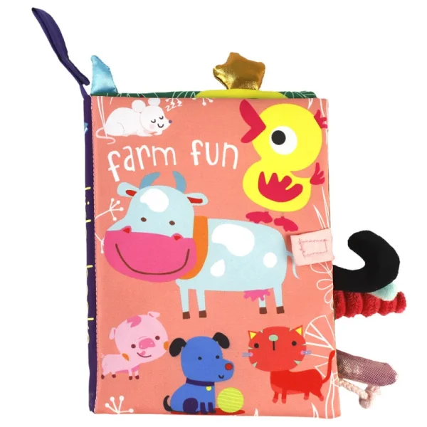 Early Educational Cloth Tail Books Baby Soft Toy Cloth Fabric Soft 3D Animal Quiet Cloth Book for Kids