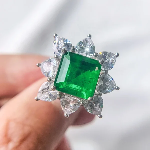2024 New Luxury Women Fine Jewelry Sets Dubai Diamond Zircon Jewelry Emerald Zirconia Necklace Earrings Bridal Flower Jewellery Set