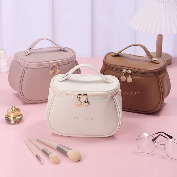 New RTS  Makeup Bag Portable PU Leather Waterproof Travel Make up Bag Multifunctional Storage Cosmetic Bag for Women