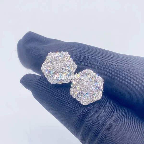 Hotsale Iced Out Hip Hop Jewellery Lowest Price 925 Sterling Silver VVS  Moissanite Diamond  Stud Earrings Flower Earrings