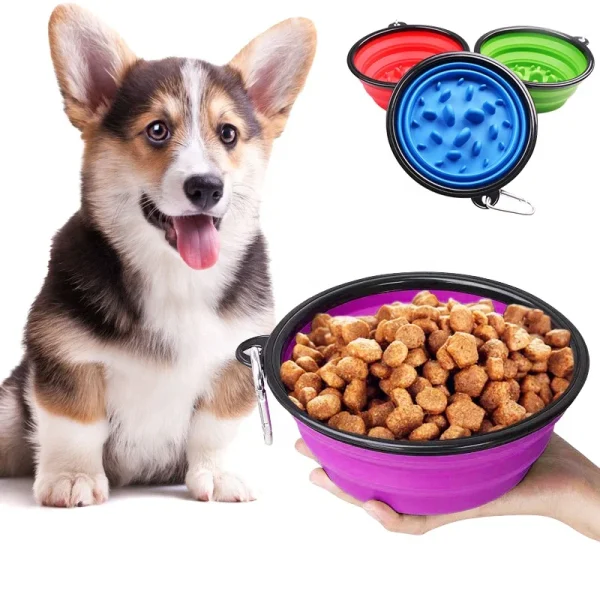 New Pet Dog Bowl Folding Travel Bowl For Dog Portable Collapsible Folding Silicone Soft Dog Bowl for Pet Cat Food Water Feeding