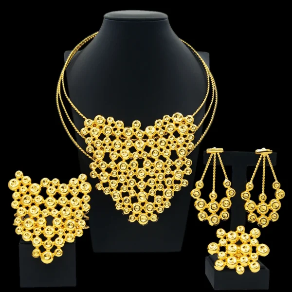 Zhuerrui Italian Bridal Jewelry Set 18k Gold Filled Jewelry Sets Dubai Zinc Alloy Jewellery for Women Wedding Party H20073