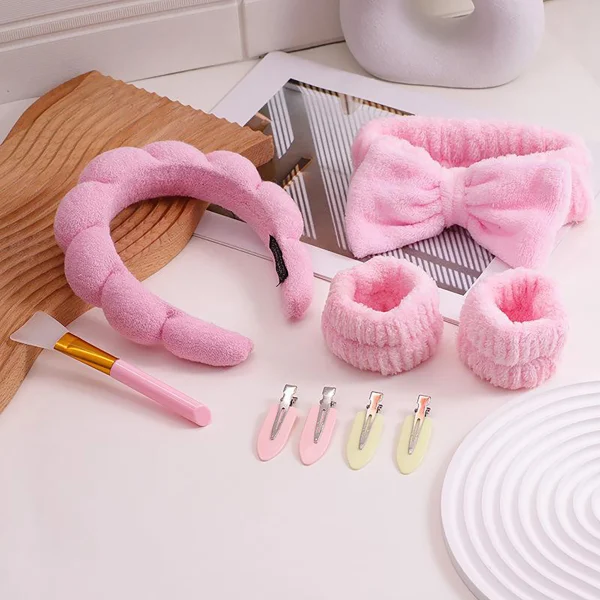 Wholesale 3PCS Spa Headband and Wristband Set Makeup Skincare Headband Wrist Bands for Washing Face Toiletries set