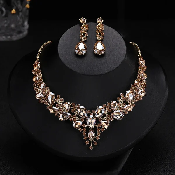 Wholesale Bridal Luxury Crystal Women Jewelry Sets Earrings Necklace Set Bridal Gift Wedding Jewelry Set