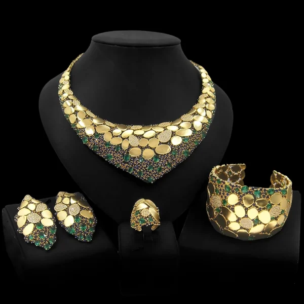 Zhuerrui Dubai Zinc Alloy Jewellery for Women Wedding Party Italian Bridal Jewelry Set 18k Gold Filled Jewelry Sets HZ210903221