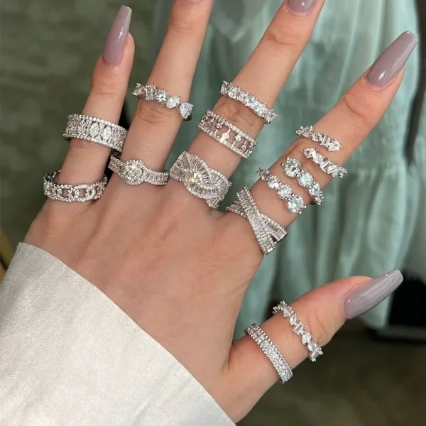 Custom 5A Cz Sterling Silver 925 Jewellery Bridal Promise Engagement Full Eternity Ring Band Wedding Rings Jewelry Women