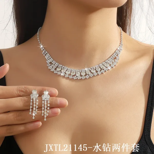 Hoyon Fine Jewellery Accesorios Copper Inlaid 3A Zircon Diamond Charms Necklace Earrings Jewelry Sets For Women