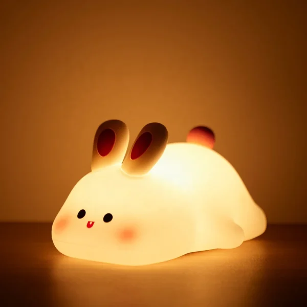 Wholesale Cute Silicone LED Touch USB Rabbit Lamp Birthday Novelty Gift Timed Night Light in Warm White for Children's Bedroom