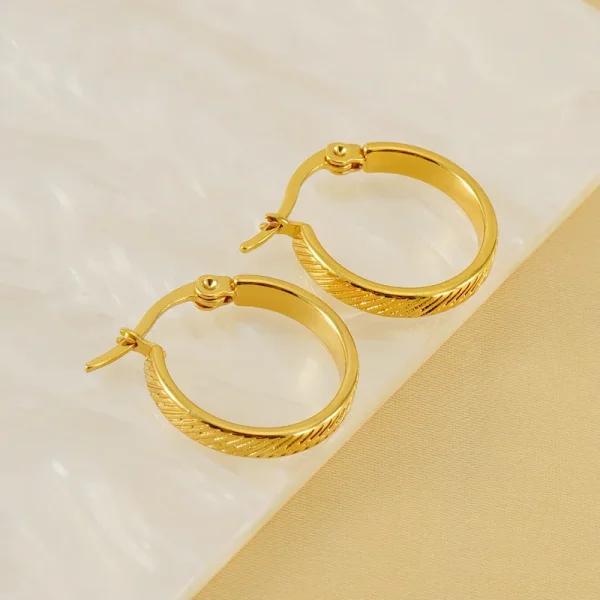 Wholesale Good Quality Fashion Jewellery Buckle Round Hoop Earrings Gold Plated 18k Jewelry Women